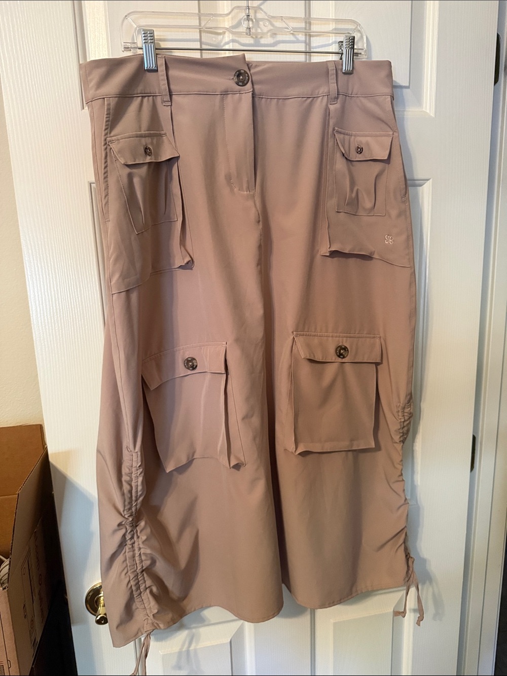 Albion - Beige Cargo Skirt with Drawstring Accents